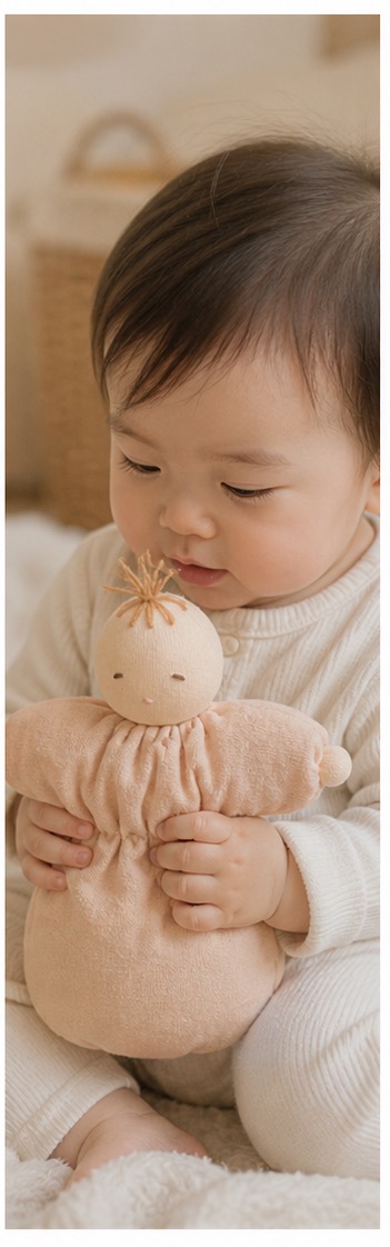 人形と遊ぶ赤ちゃん